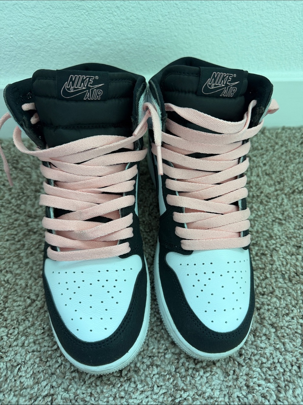 Nike High Top Sneakers - Black, White & Light Pink